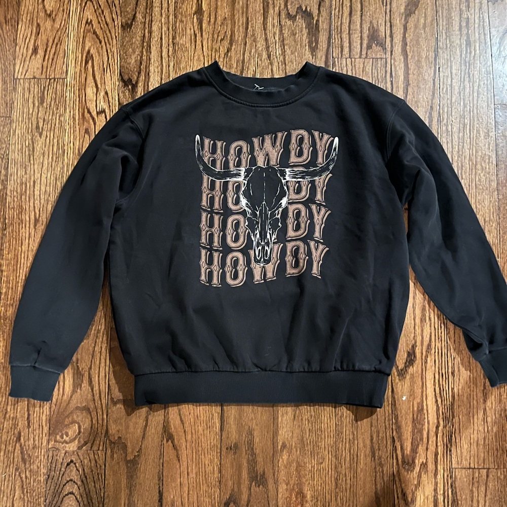 Western Style Black Graphic Sweatshirt.  Size M